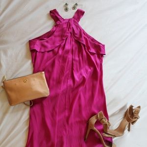 Fuschia silk petite BR dress- party, wedding